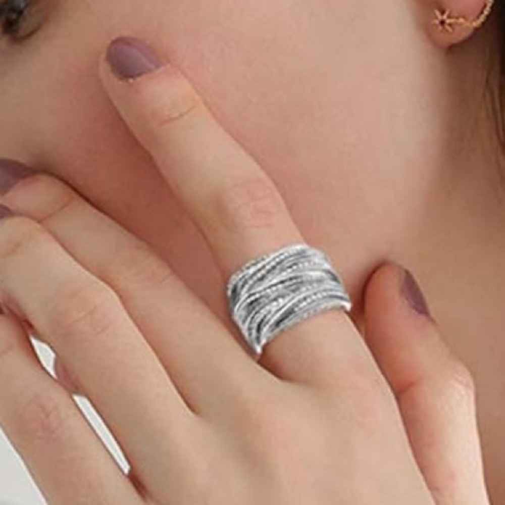 NEW Cross Cable Band Chunky Ring Silver